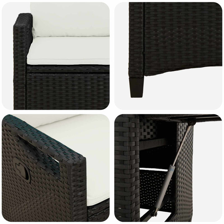 Lænestol til haven Sort og Cream 56 x 60 x 112 cm polyrattan