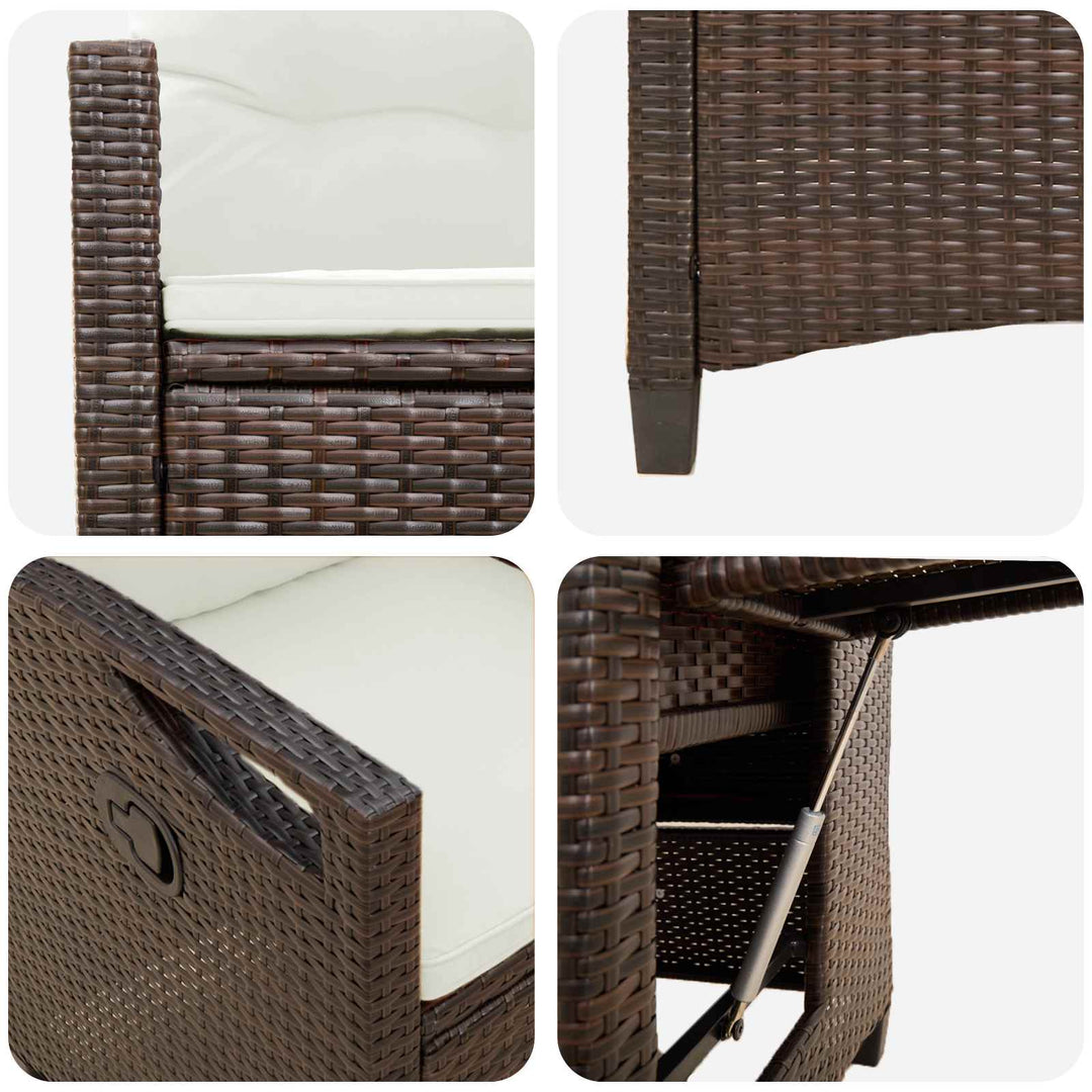 Lænestol til haven Brun og Creme 56 x 60 x 112 cm polyrattan