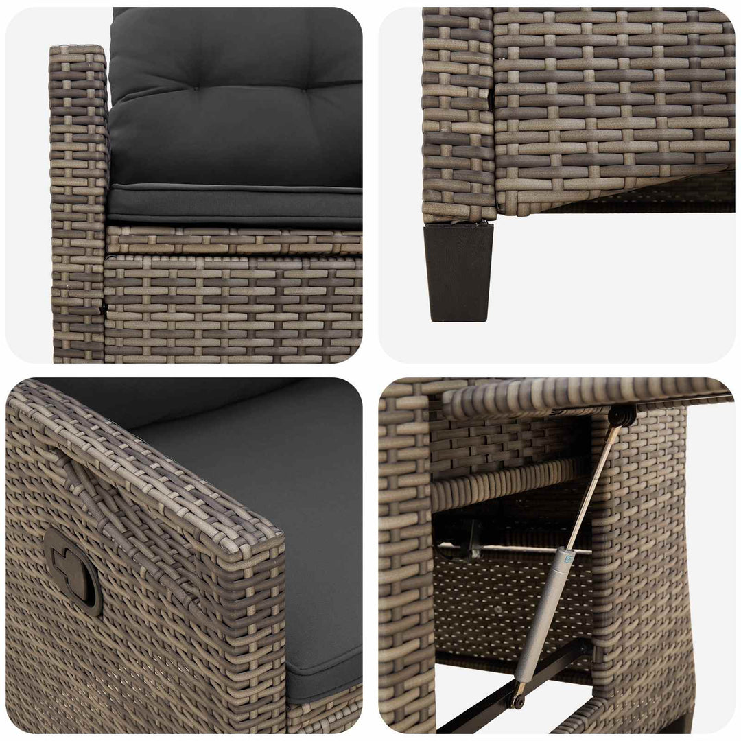 Lænestol til haven Grå og Mørkegrå 56 x 60 x 112 cm polyrattan