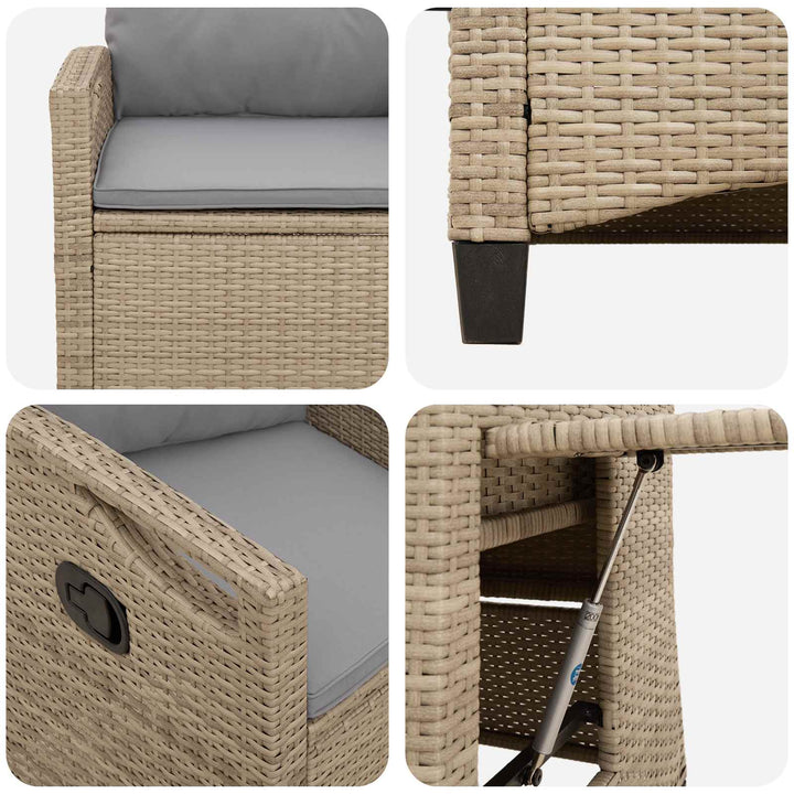 Lænestol til haven Beige og lys grå 56 x 60 x 112 cm polyrattan