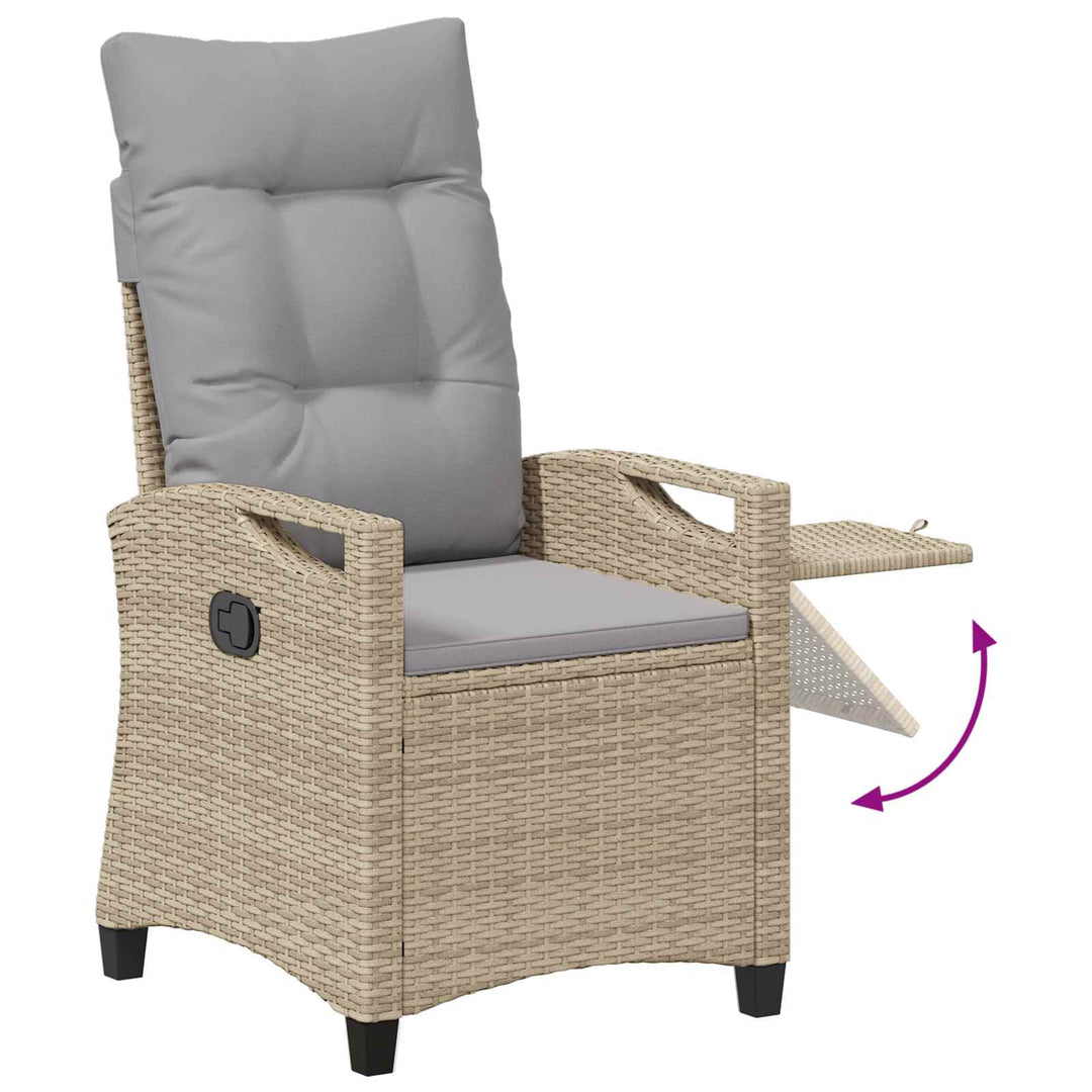 Lænestol til haven Beige og lys grå 56 x 60 x 112 cm polyrattan