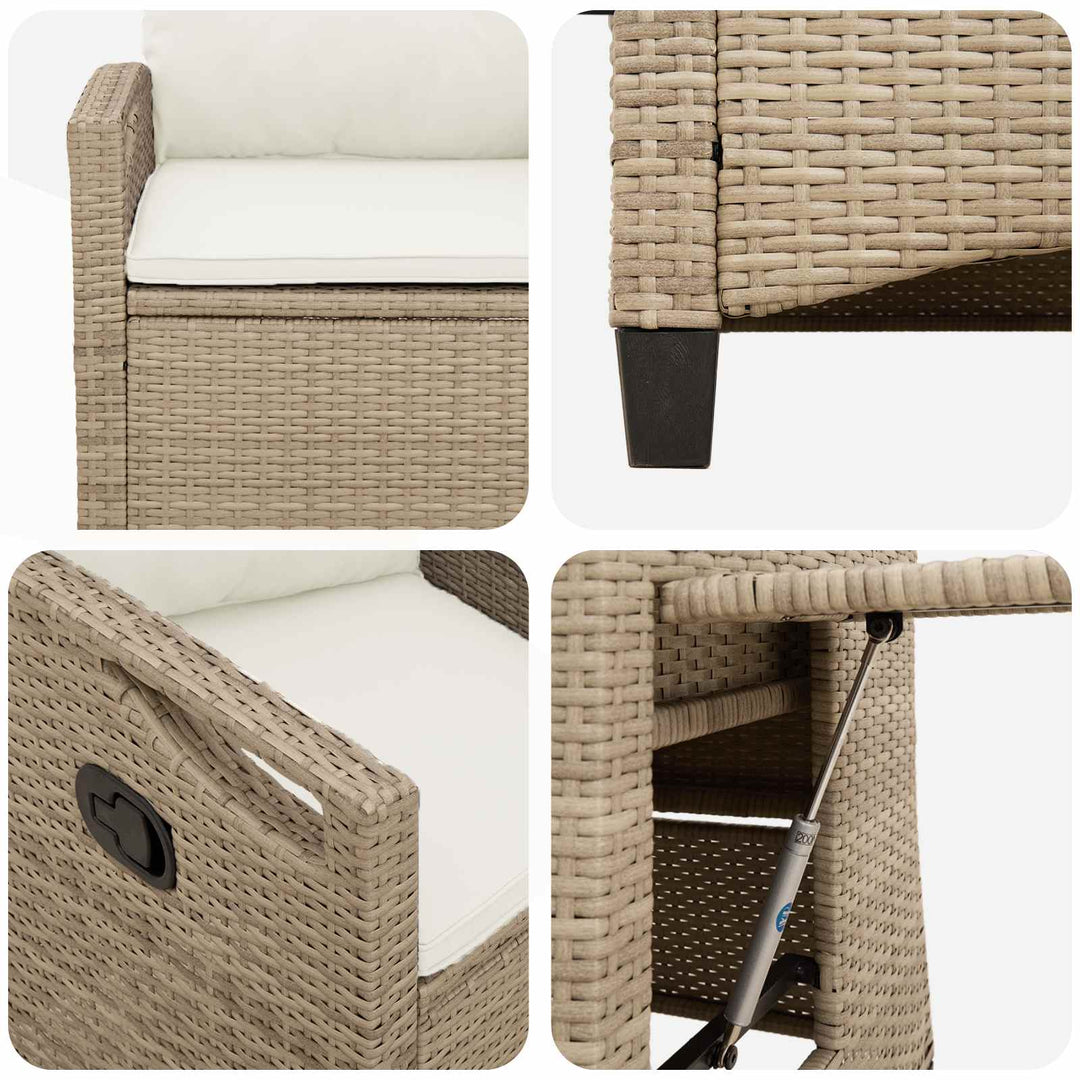 Lænestol til haven Beige og creme 56 x 60 x 112 cm polyrattan