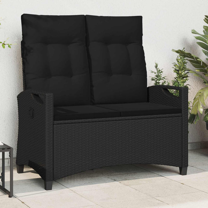 Havebænk med pude Sort 105 x 60 x 112 cm Stål og Polyester