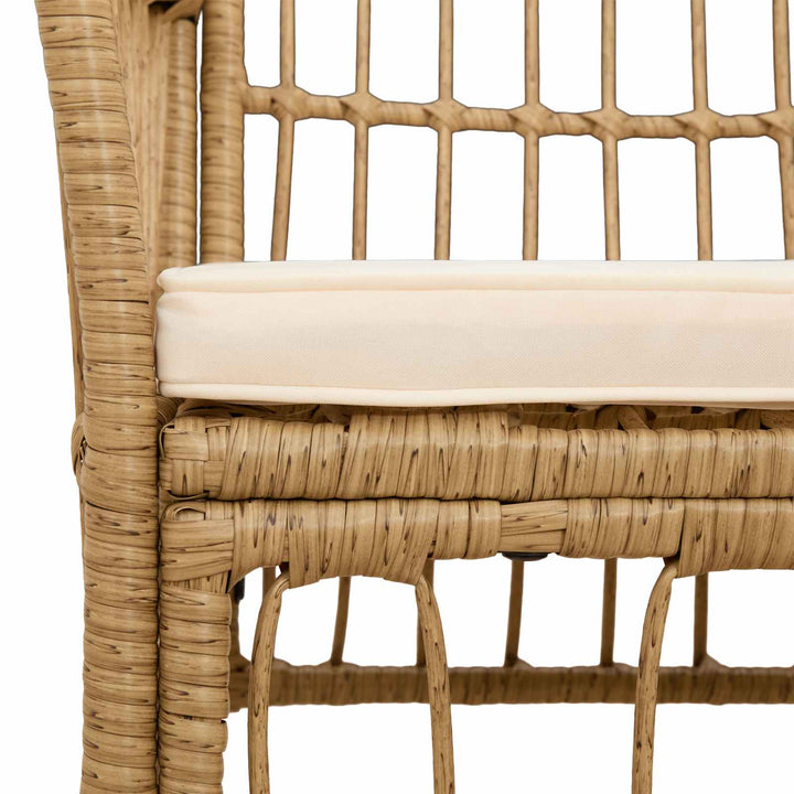 Havestole 2 stk. Naturfarvet PE rattan, stål og polyesterstof