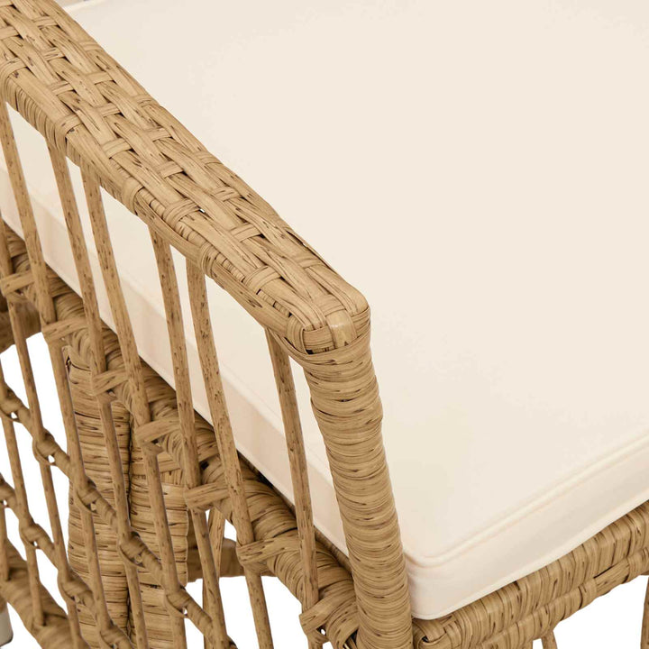 Havestole 2 stk. Naturfarvet PE rattan, stål og polyesterstof