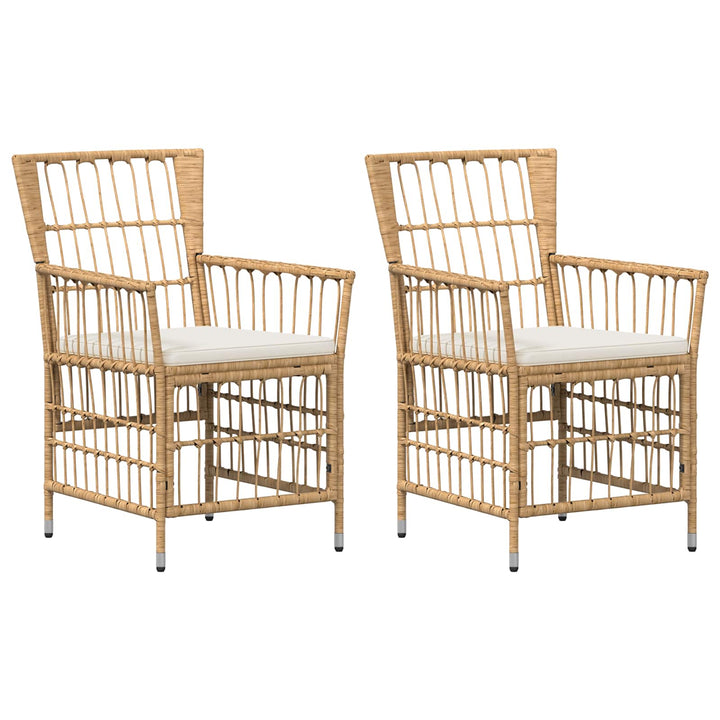 Havestole 2 stk. Naturfarvet PE rattan, stål og polyesterstof