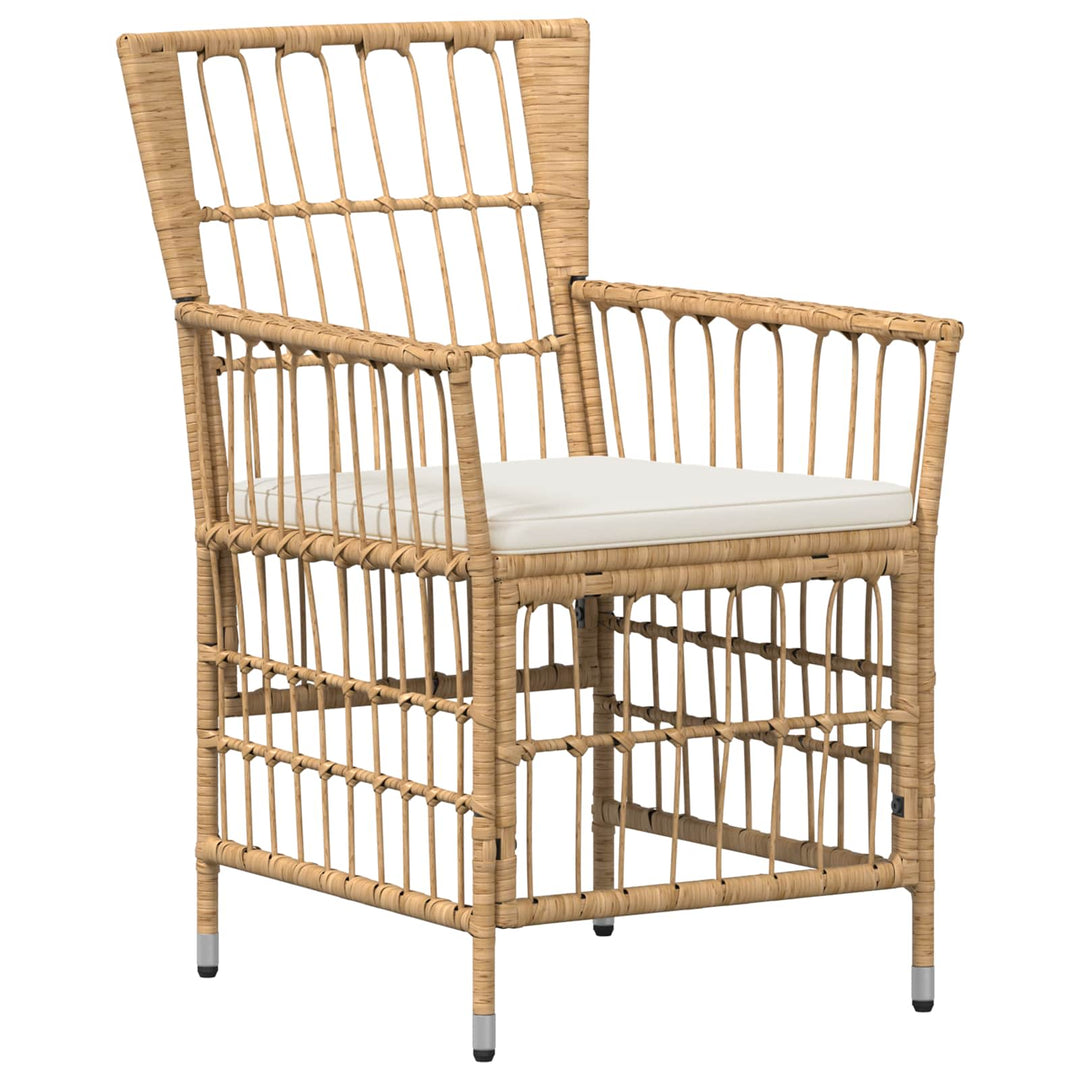 Havestole 2 stk. Naturfarvet PE rattan, stål og polyesterstof