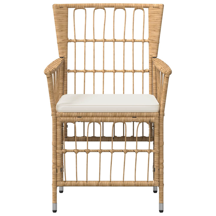 Havestole 2 stk. Naturfarvet PE rattan, stål og polyesterstof