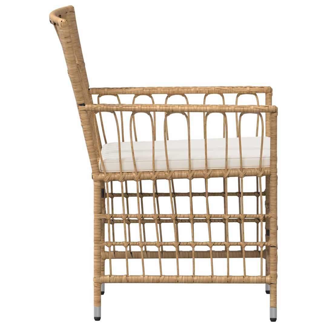 Havestole 2 stk. Naturfarvet PE rattan, stål og polyesterstof