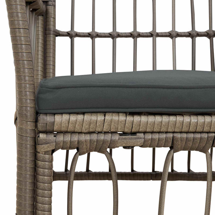 Havestole 2 stk. Grå PE rattan, stål og polyesterstof