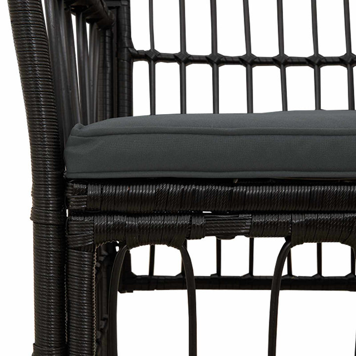 Havestole 4 stk. Sort PE rattan, stål og polyesterstof