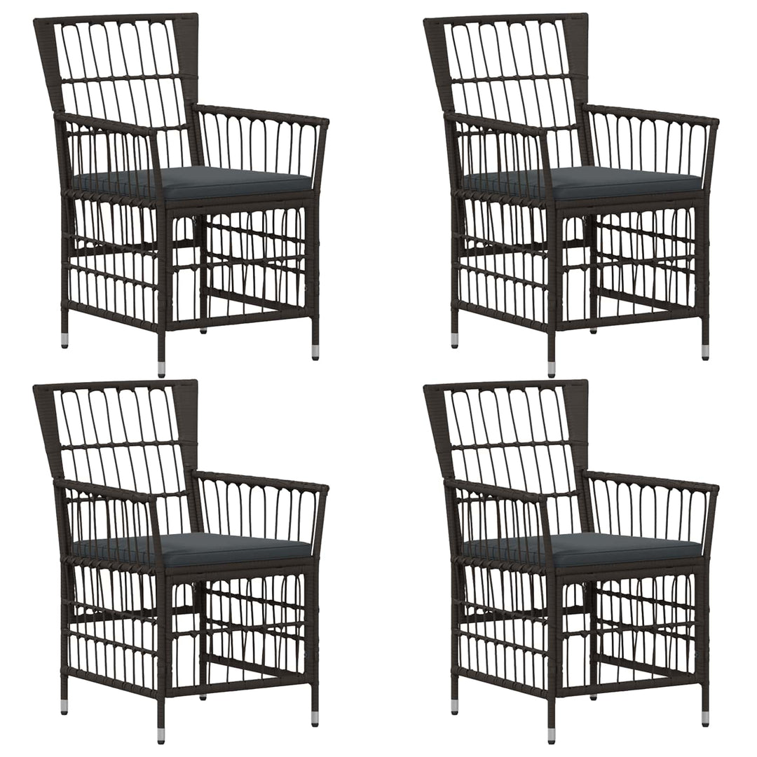 Havestole 4 stk. Sort PE rattan, stål og polyesterstof