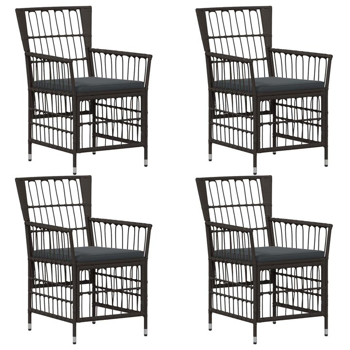 Havestole 4 stk. Sort PE rattan, stål og polyesterstof