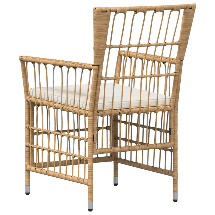 Havestole 4 stk. Naturfarvet PE rattan, stål og polyesterstof