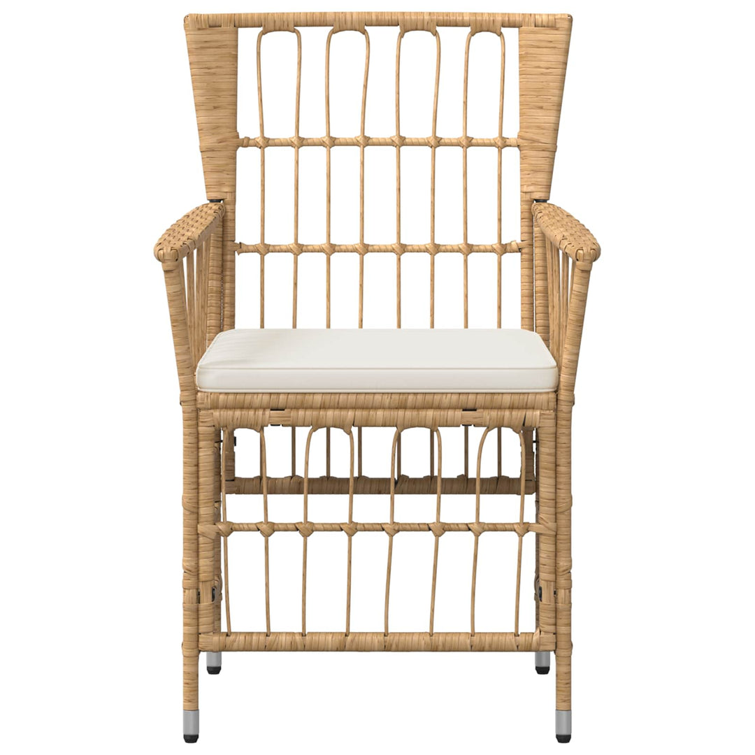 Havestole 4 stk. Naturfarvet PE rattan, stål og polyesterstof