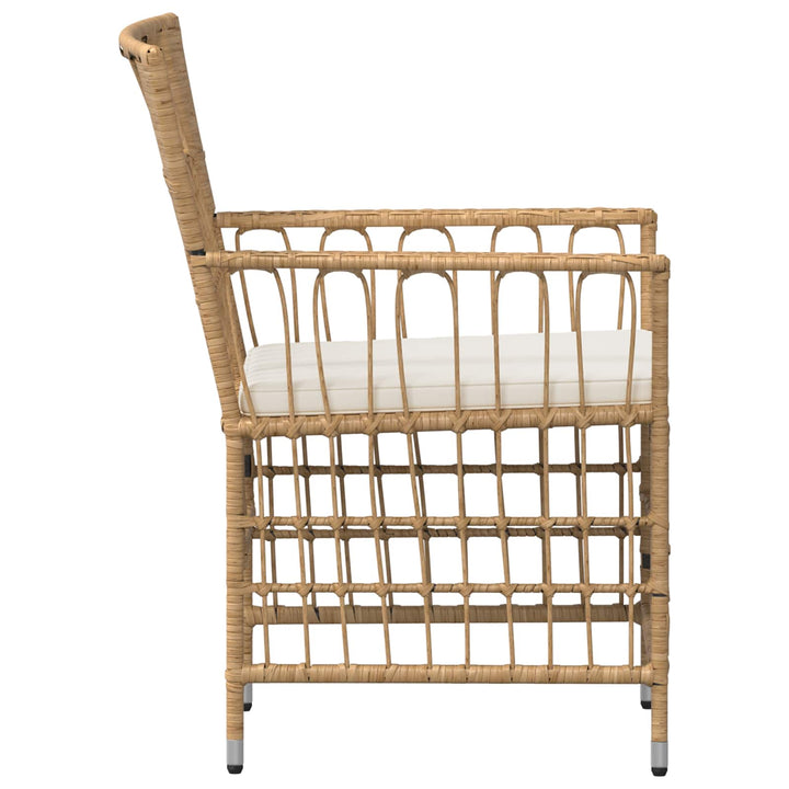 Havestole 4 stk. Naturfarvet PE rattan, stål og polyesterstof