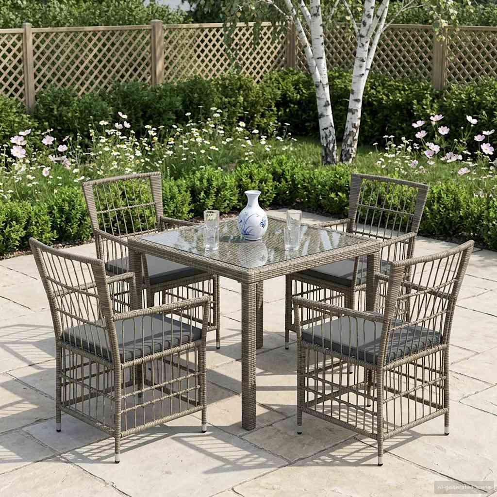 Havestole 4 stk. Grå polyrattan