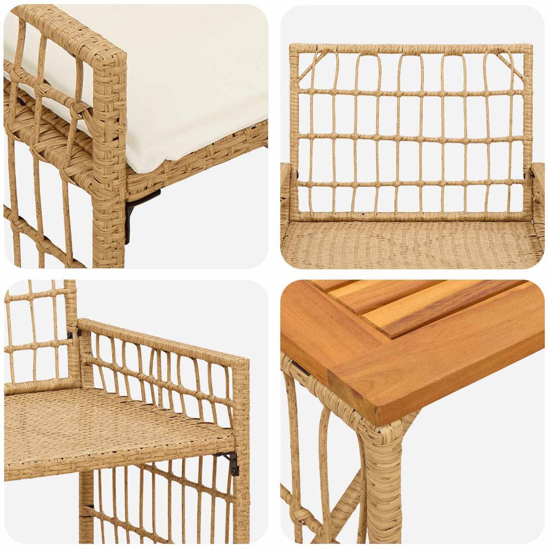 Have møbel sæt 4 stk. Naturlig og Creme Hvid Stål og Polyrattan