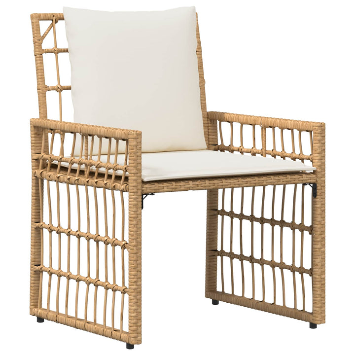 Have møbel sæt 4 stk. Naturlig og Creme Hvid Stål og Polyrattan