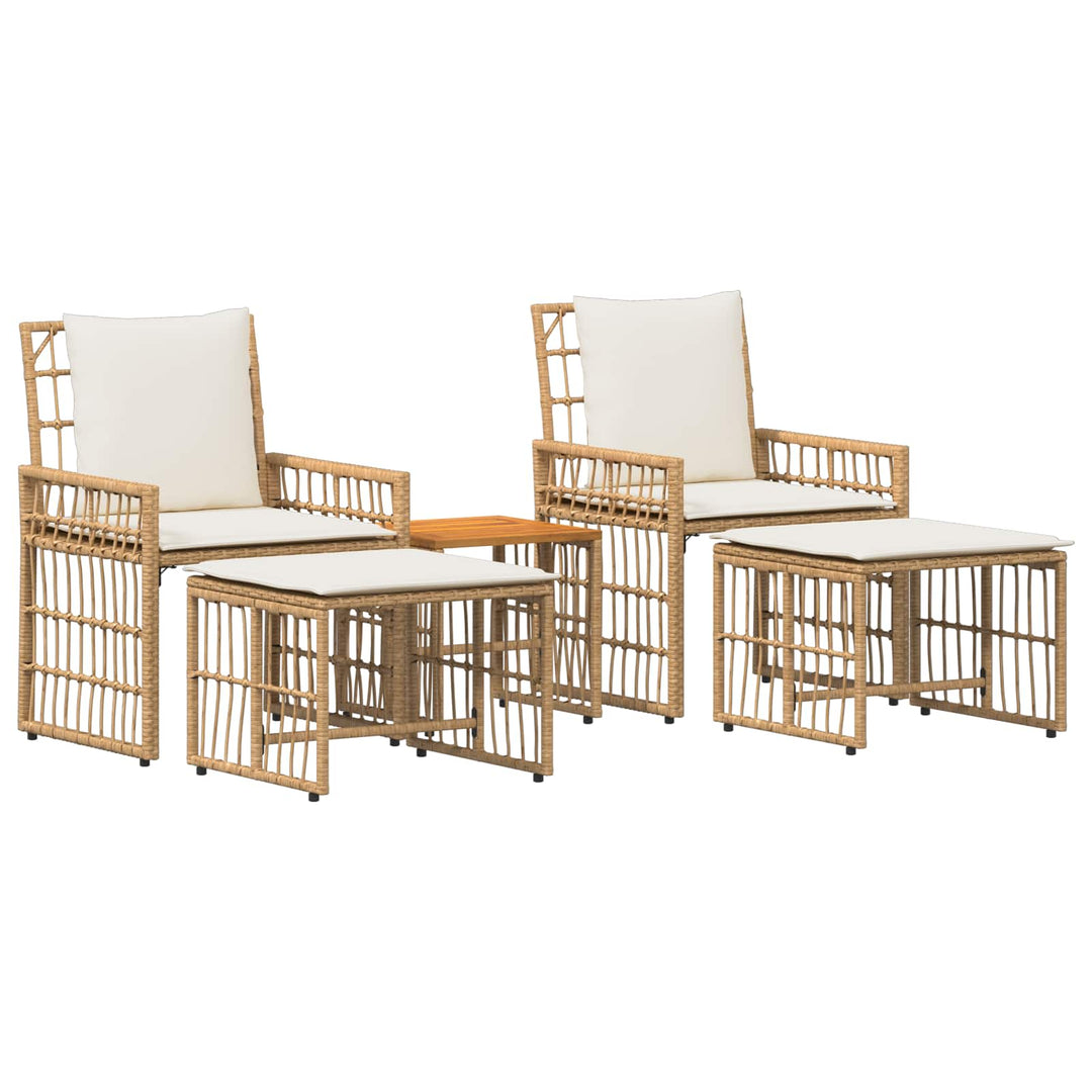 Have møbel sæt 5 stk. Naturlig og Creme Hvid Stål og Polyrattan
