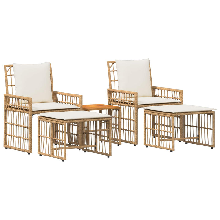 Have møbel sæt 5 stk. Naturlig og Creme Hvid Stål og Polyrattan