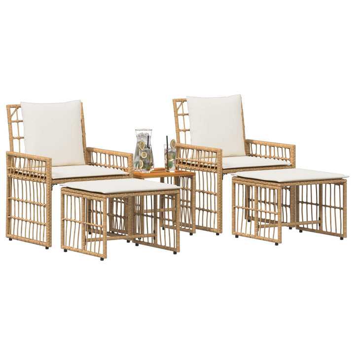 Have møbel sæt 5 stk. Naturlig og Creme Hvid Stål og Polyrattan
