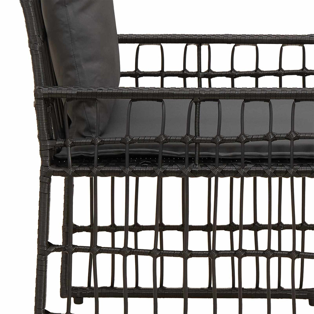 Have møbel sæt 3 stk. Sort og Mørkegrå Stål og Polyrattan