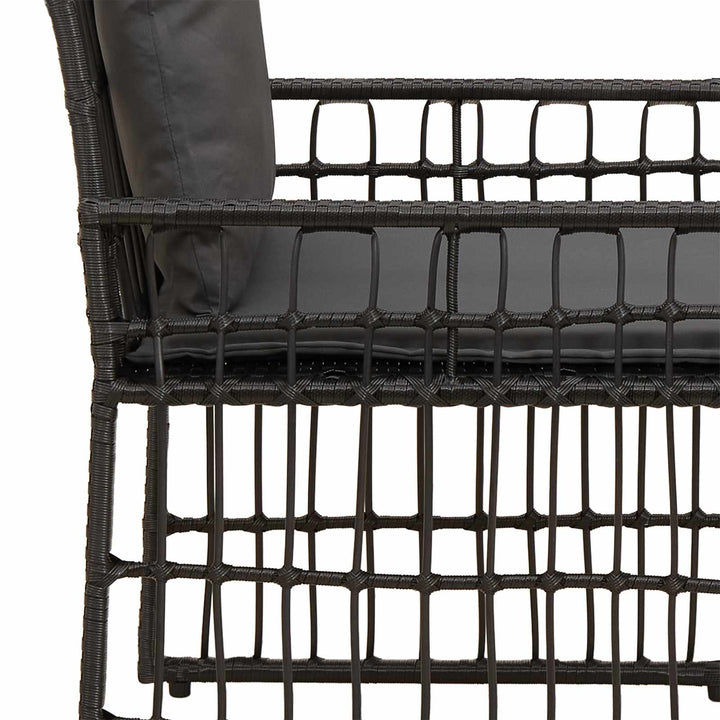 Have møbel sæt 3 stk. Sort og Mørkegrå Stål og Polyrattan