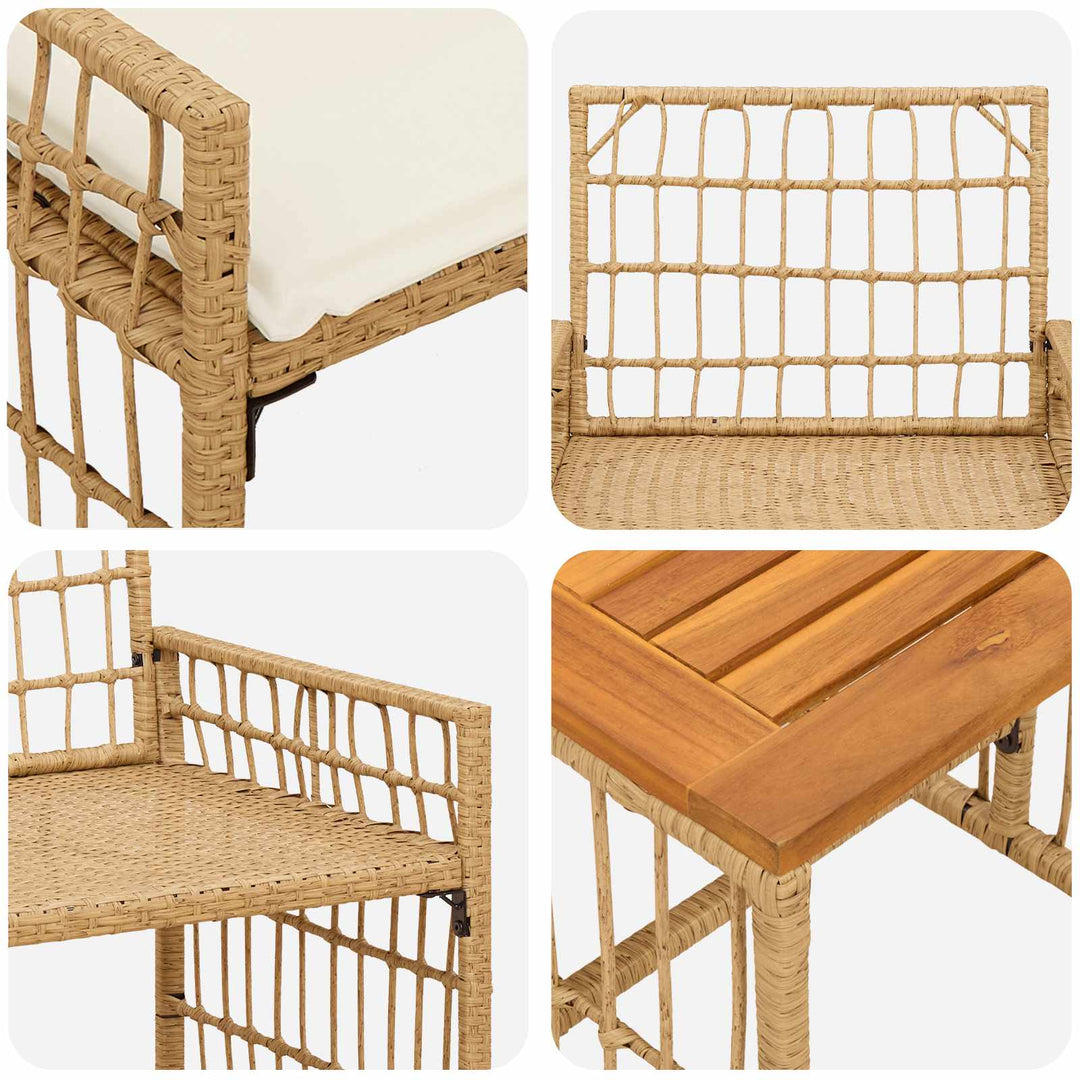 Have møbel sæt 3 stk. Naturlig og Creme Hvid Stål og Polyrattan