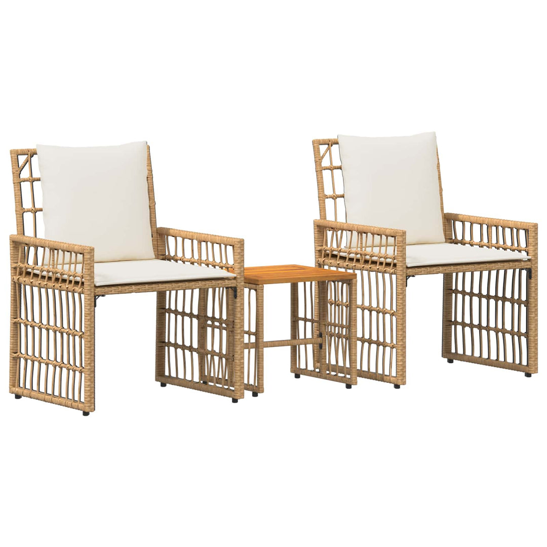 Have møbel sæt 3 stk. Naturlig og Creme Hvid Stål og Polyrattan