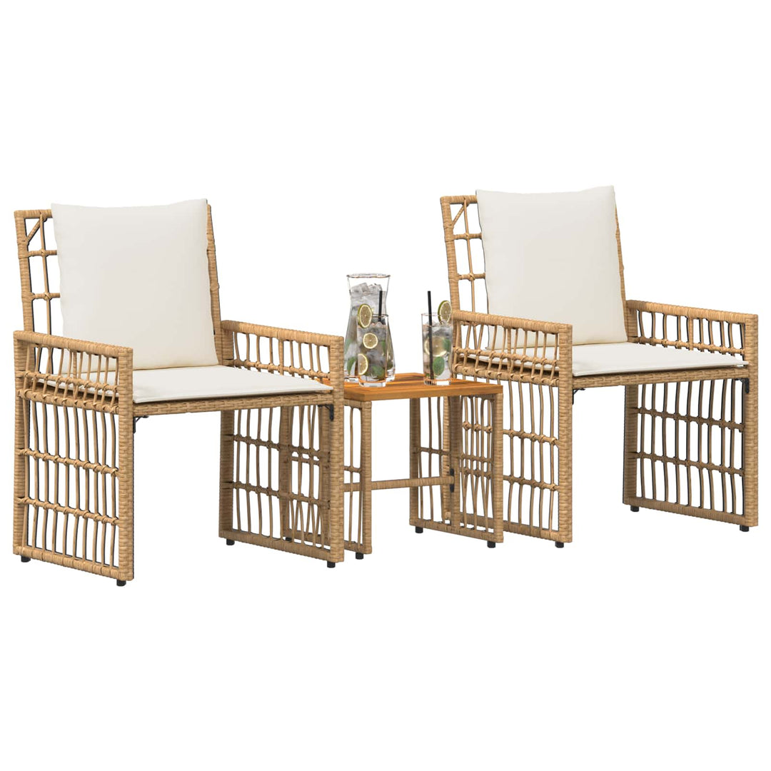 Have møbel sæt 3 stk. Naturlig og Creme Hvid Stål og Polyrattan