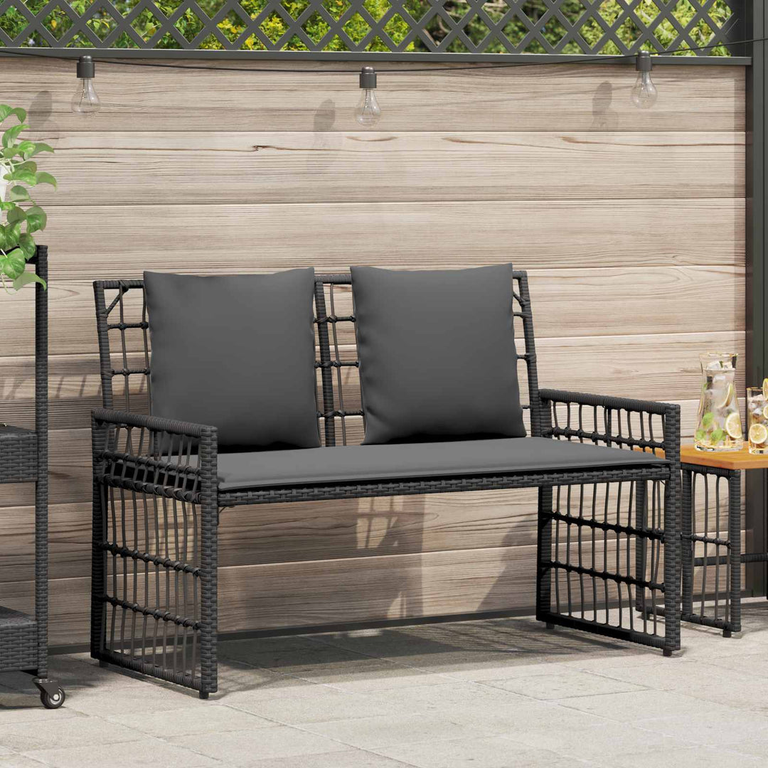 Udendørs bænk 2 -Seater 116 x 55 x 82 cm Stål og Polyrattan