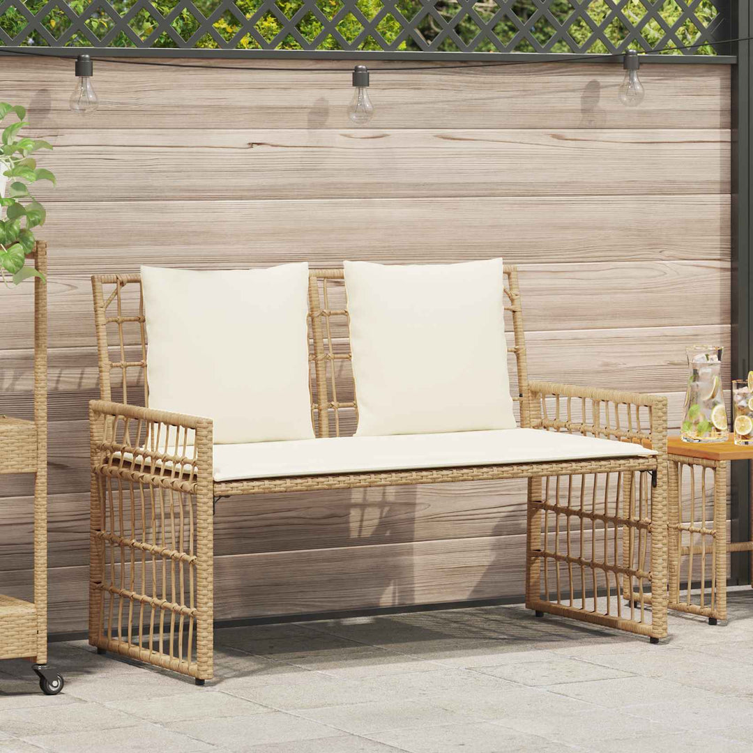 Udendørs bænk 2 -Seater 116 x 55 x 82 cm Stål og Polyrattan
