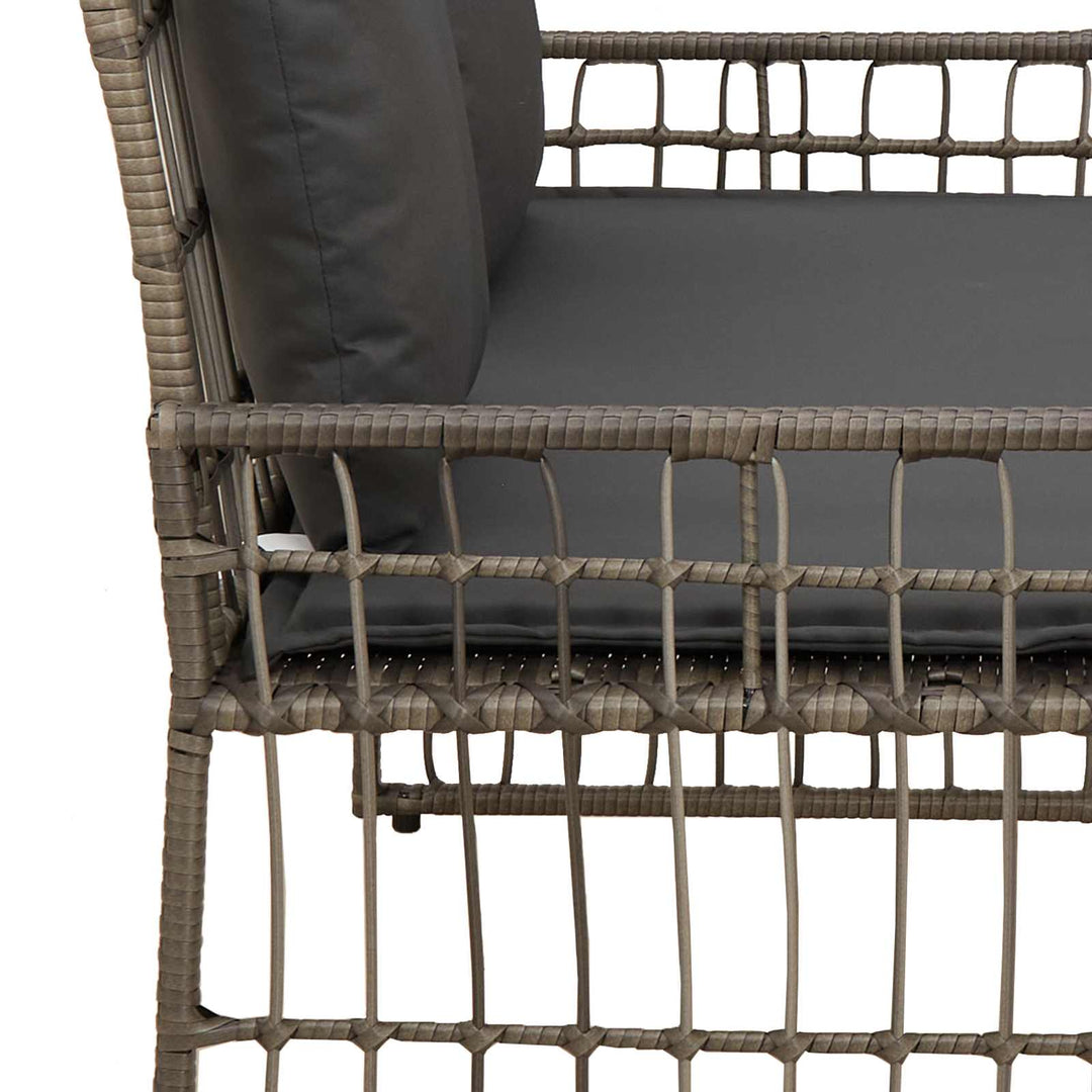 Udendørs bænk 2 -Seater 116 x 55 x 82 cm Stål og Polyrattan