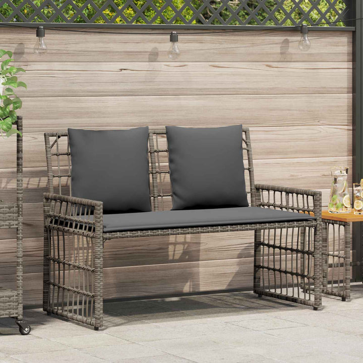 Udendørs bænk 2 -Seater 116 x 55 x 82 cm Stål og Polyrattan