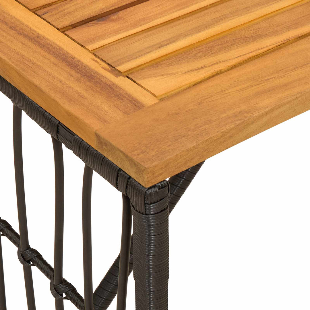Udendørs Bord Sort 80 x 40 x 40 cm Stål og Polyrattan