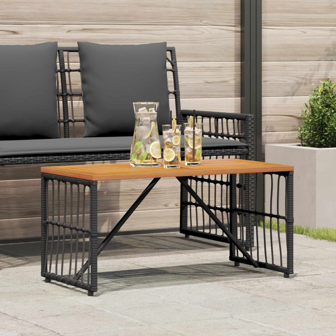 Udendørs Bord Sort 80 x 40 x 40 cm Stål og Polyrattan