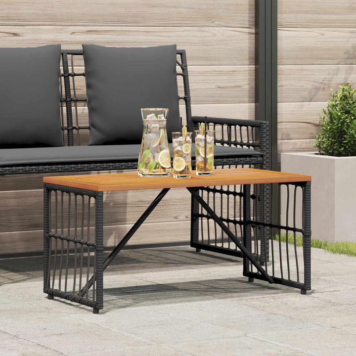 Udendørs Bord Sort 80 x 40 x 40 cm Stål og Polyrattan
