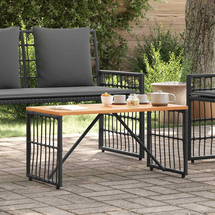Udendørs Bord Sort 80 x 40 x 40 cm Stål og Polyrattan