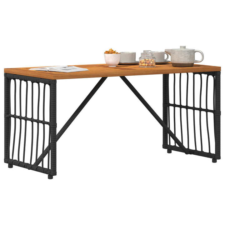 Udendørs Bord Sort 80 x 40 x 40 cm Stål og Polyrattan