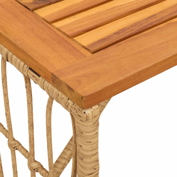 Udendørs Bord Naturfarvet 80 x 40 x 40 cm Stål og Polyrattan