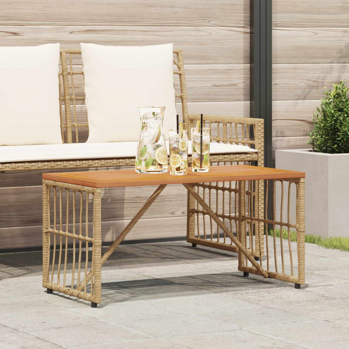 Udendørs Bord Naturfarvet 80 x 40 x 40 cm Stål og Polyrattan