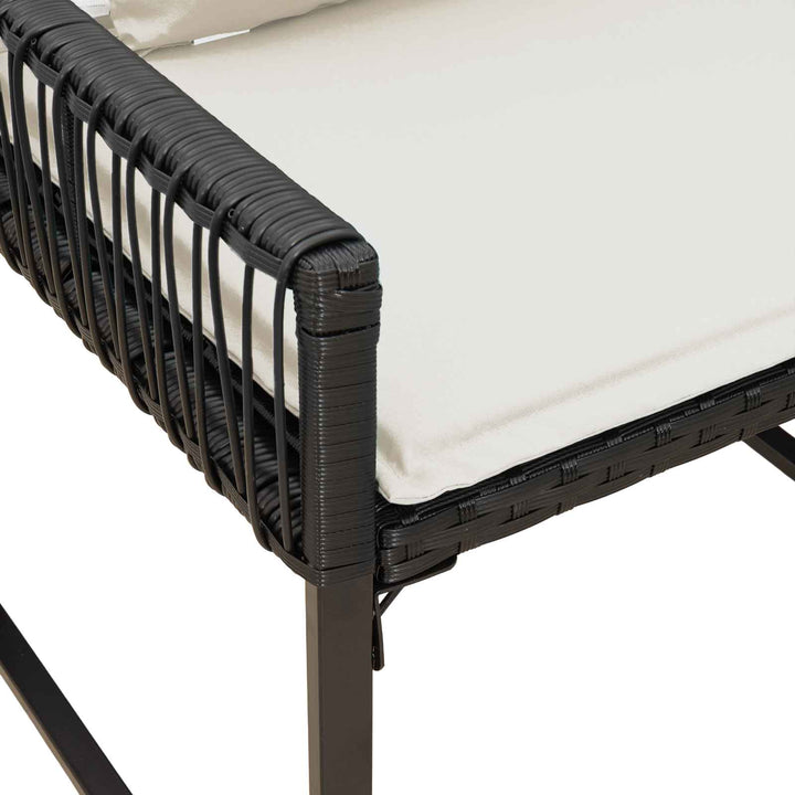 Have møbel sæt med pude 4 pcs Sort og Cremehvid polyrattan