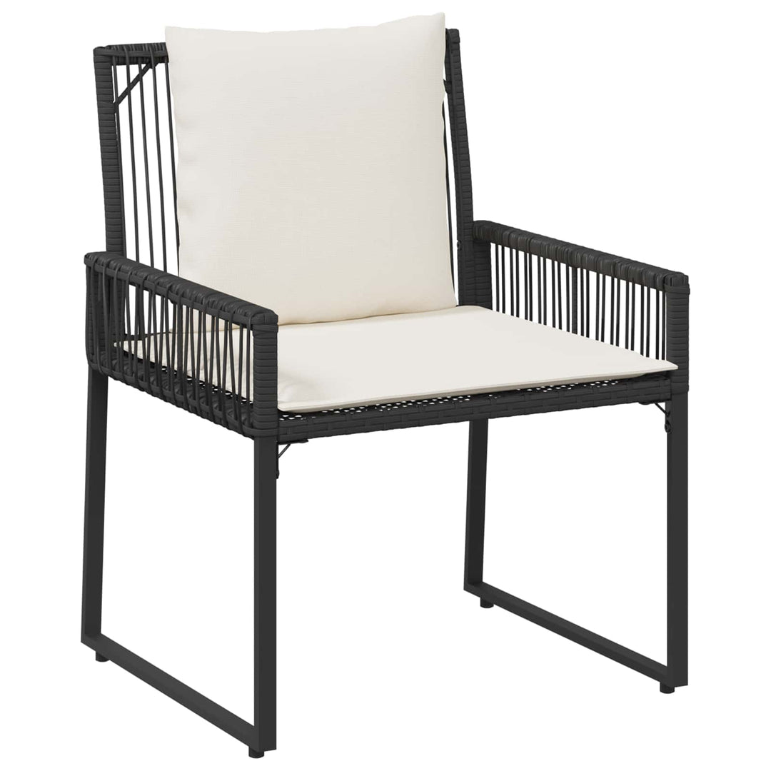Have møbel sæt med pude 4 pcs Sort og Cremehvid polyrattan