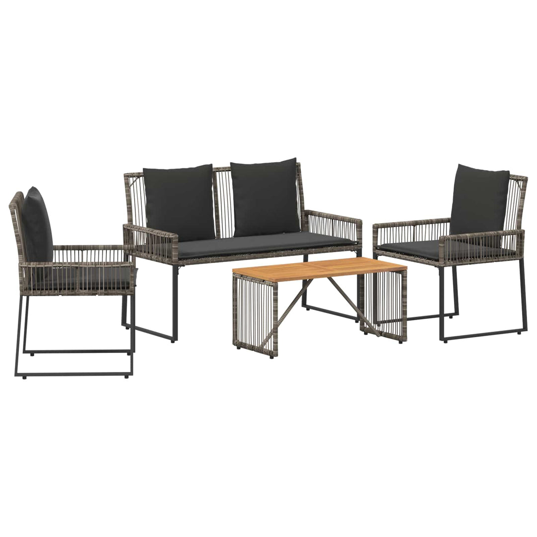 Have møbel sæt 9 stk. Grå og Mørkegrå polyrattan