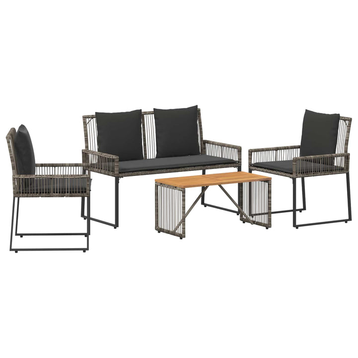 Have møbel sæt 9 stk. Grå og Mørkegrå polyrattan
