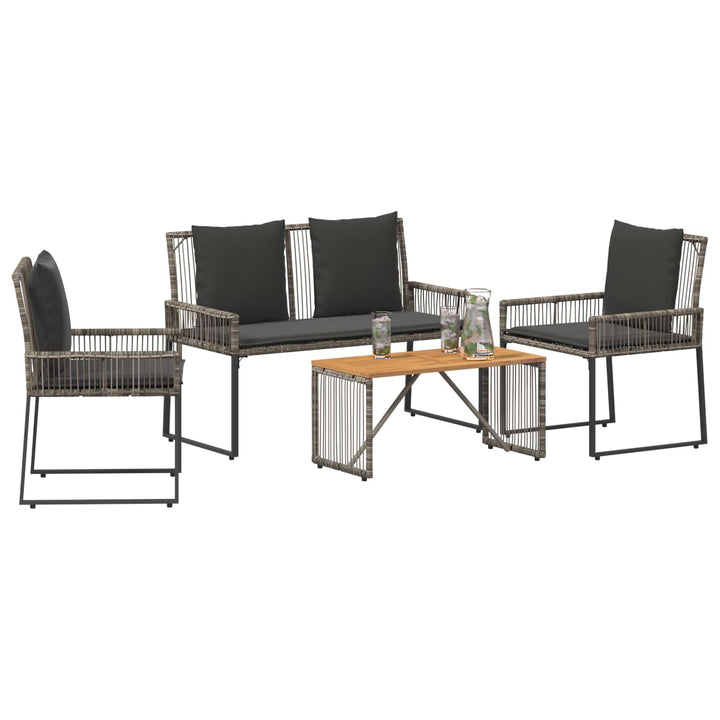 Have møbel sæt 9 stk. Grå og Mørkegrå polyrattan