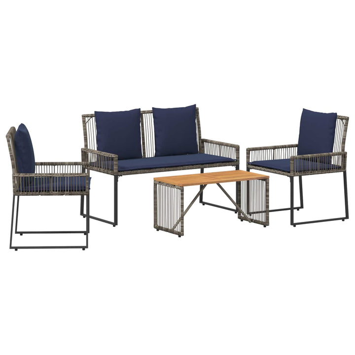 Have møbel sæt 9 stk. Grå og Marineblå polyrattan