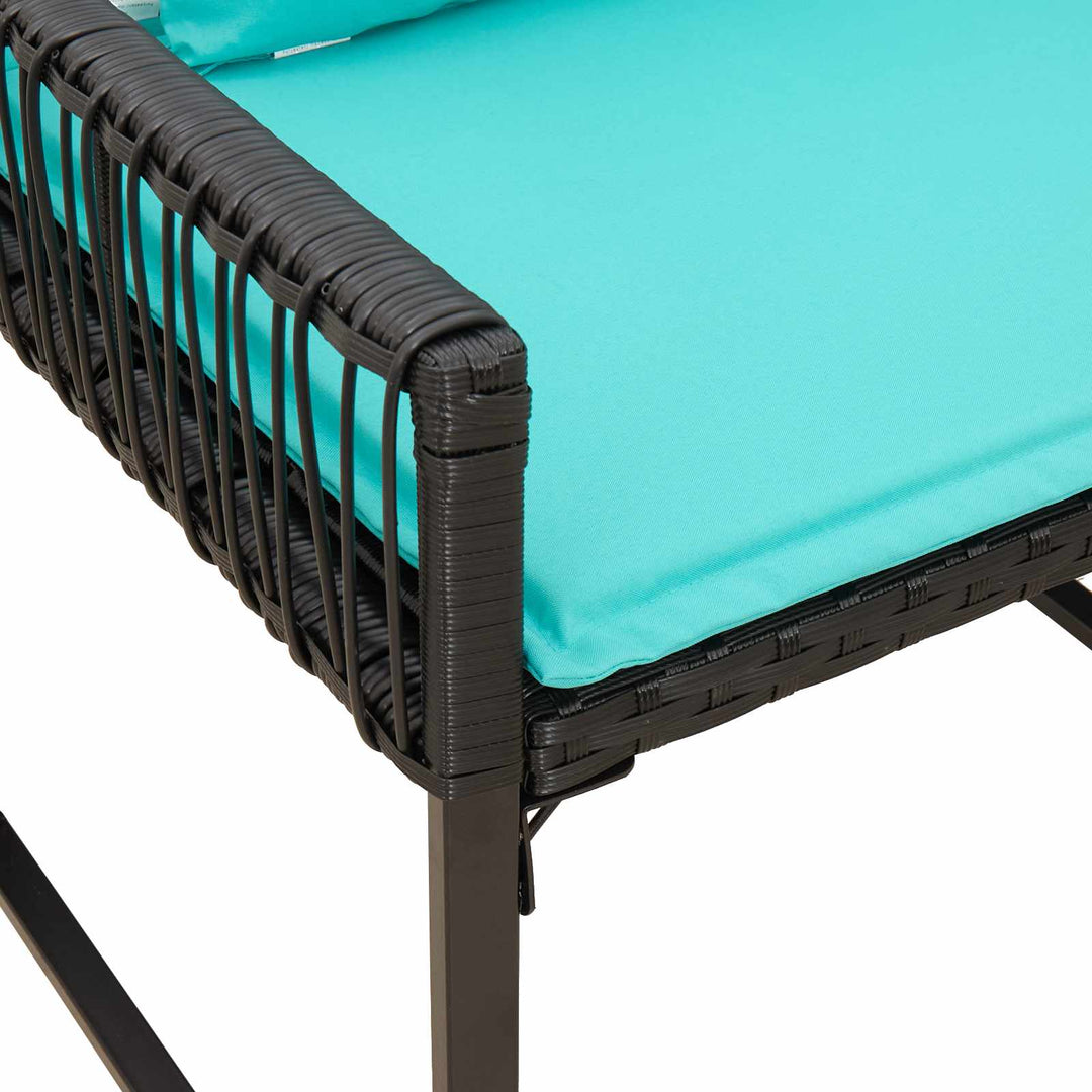 Have møbel sæt 9 stk. Sort og turkis polyrattan