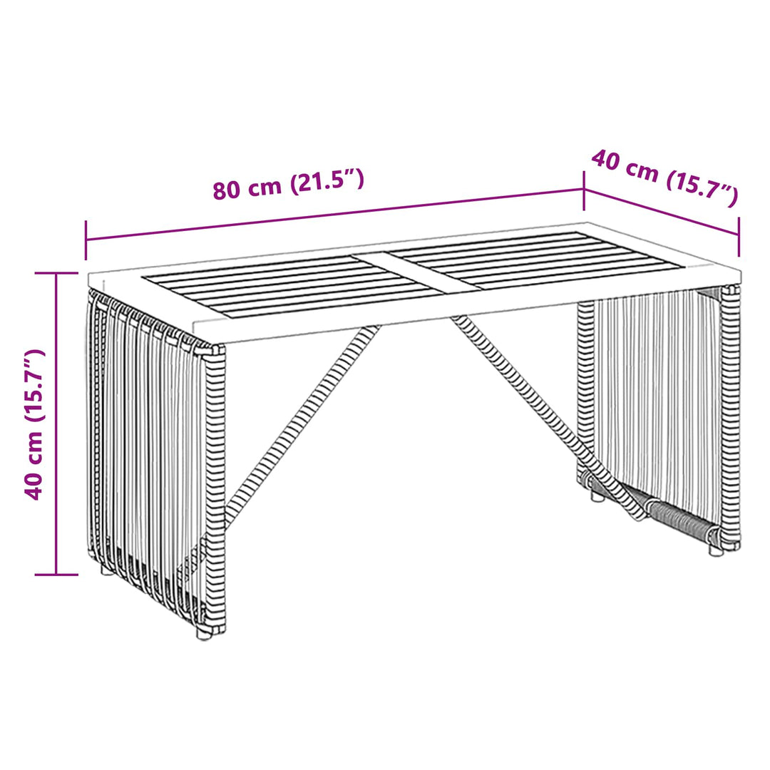 Udendørs Bord Grå og Brun 80 x 40 x 40 cm polyrattan